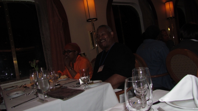 Gail Williams and Ernest Moore at dinner