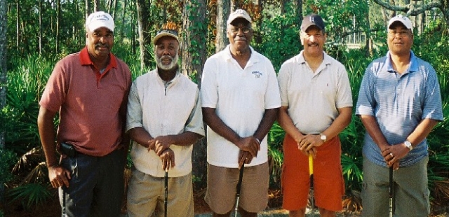St. Augustine FL golf outing with (l-r) Bobby Mumford, Larry Hamm, Samuel Williams, OLeary Sanders, and Myron Marlin